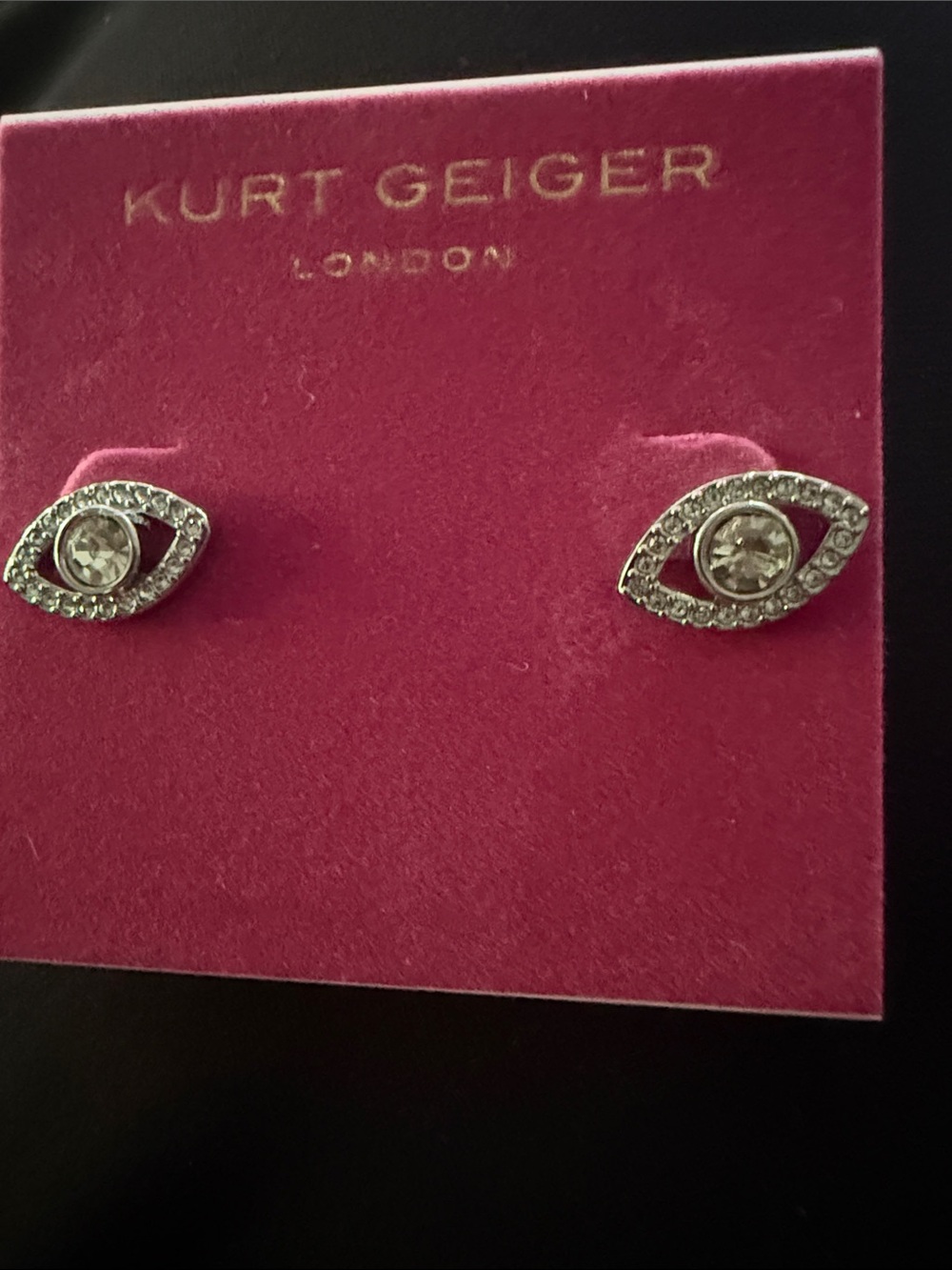 Kurt Geiger Silver Eye Crystal Stud Earrings - Clear & Silver